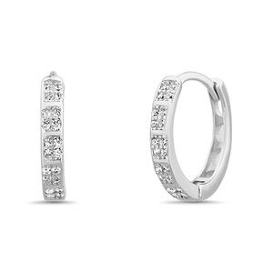 ✨ NWT Olivia & Jackson Silver Pavé Huggie Earrings – Sparkly Minimalist Hoop ✨